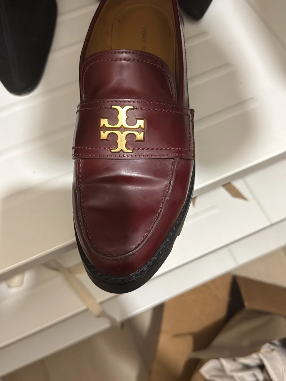 Burgundy Leather Lug-Sole Loafers
